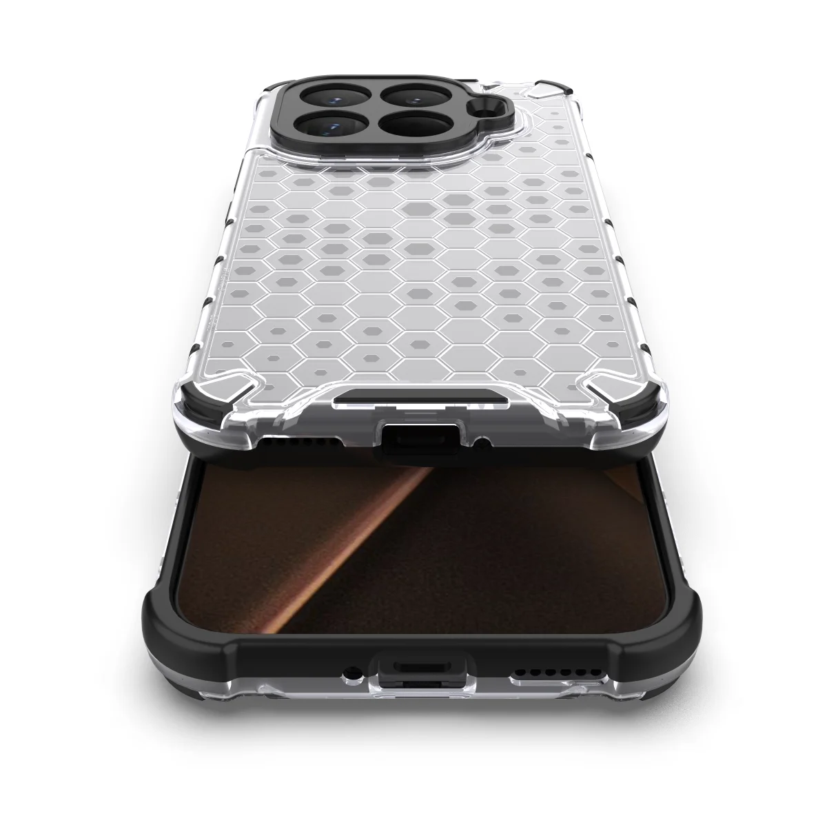 Luxury Transparent Honeycomb Shockproof Case - Translucent Anti-Fall Armor Cover
