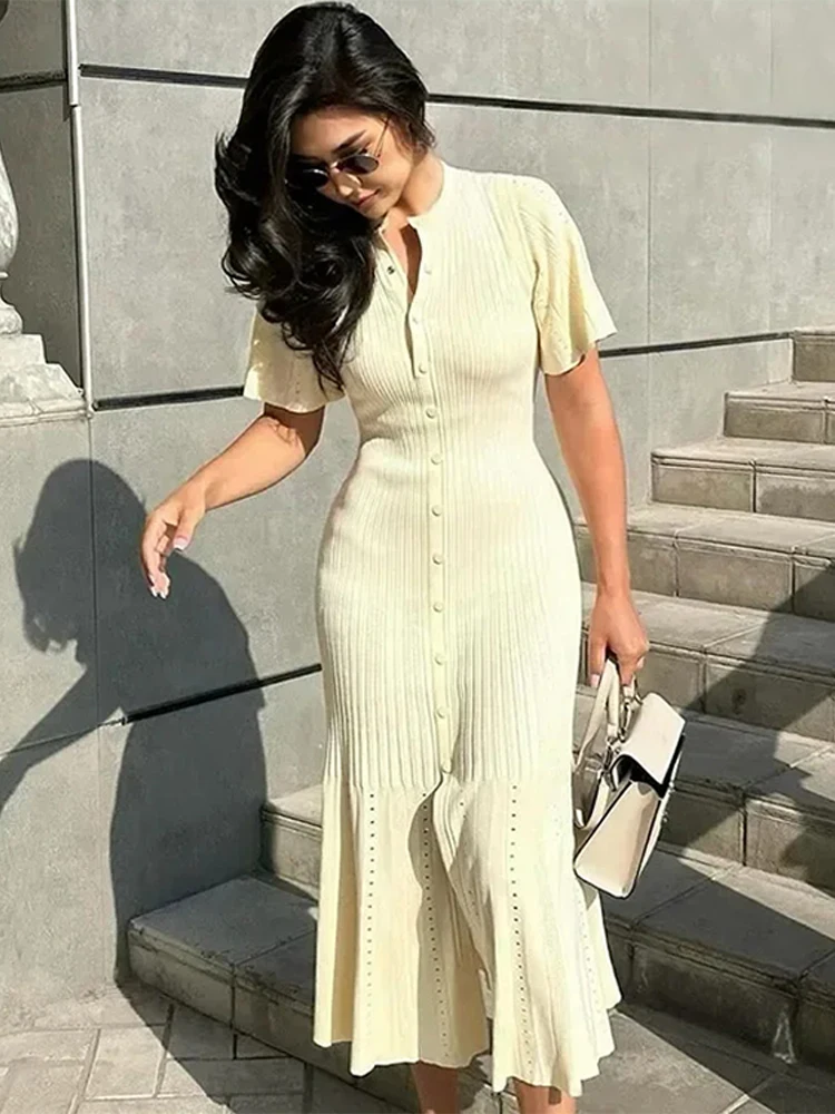 chinese dress ladies Blush 3/4 Sleeve Textured Knit Dress main image 0