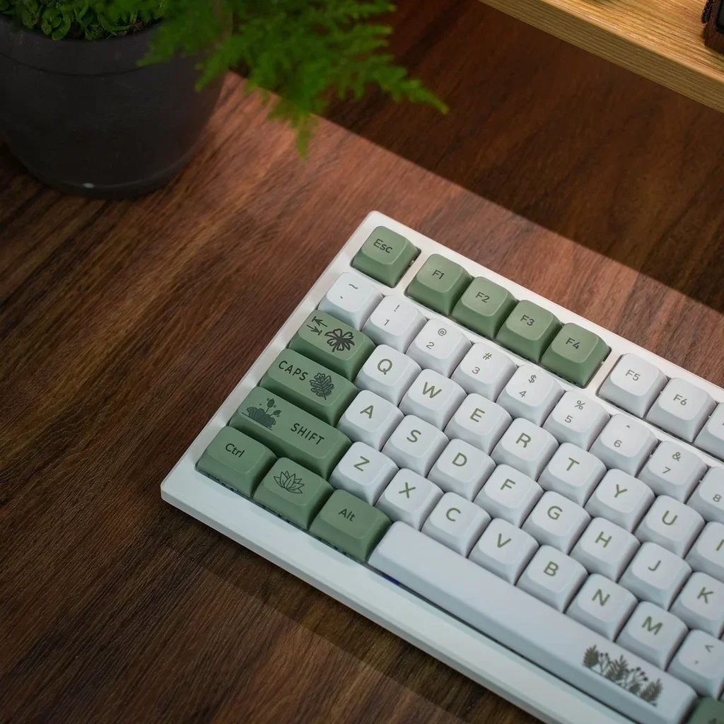 Forest Green Teclado Mecânico Keycaps Perfil Xda Sublimação Pbt Estilo Fresco Branco Verde 125 Teclas - Imagem 2