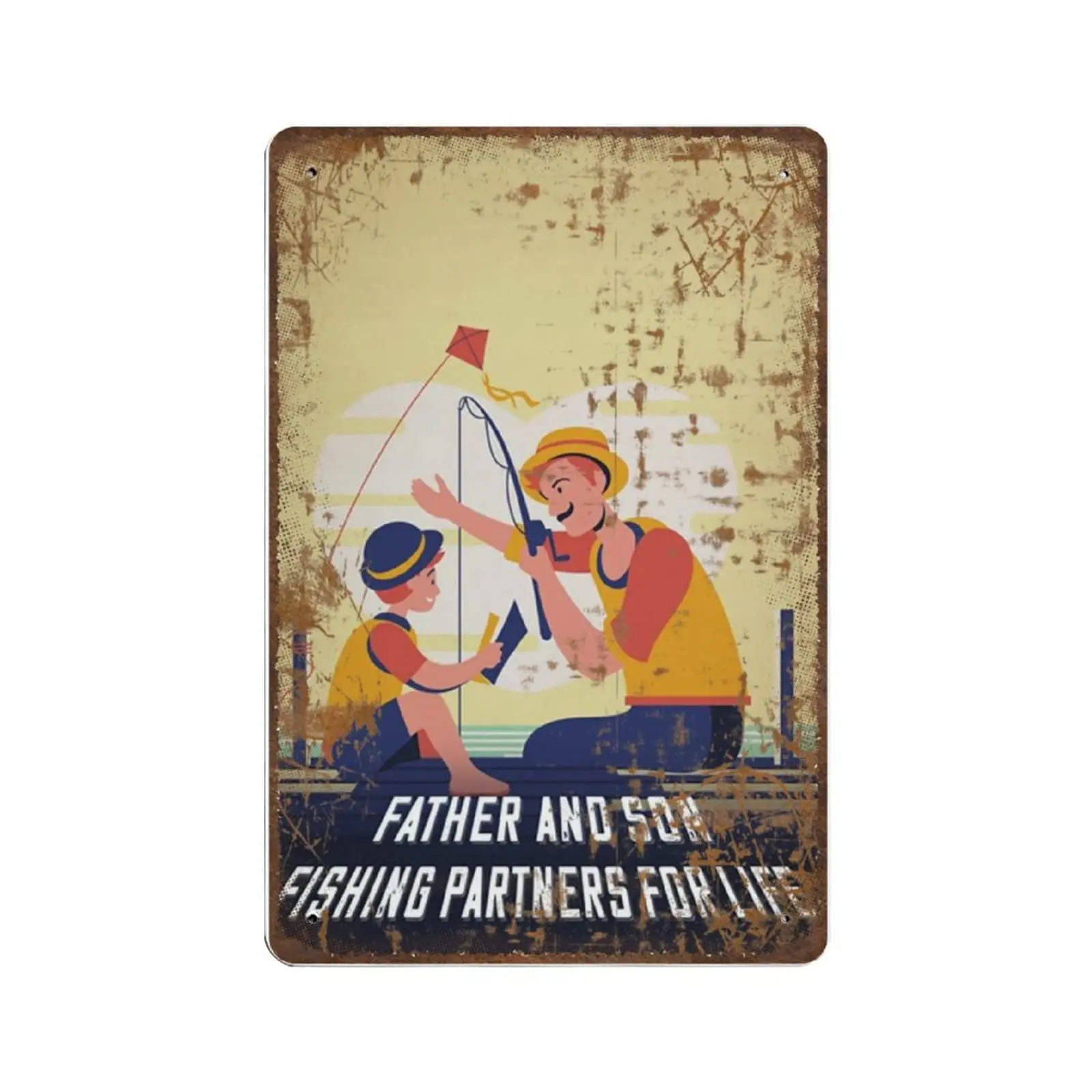 

Antique Durable Thick Metal Sign,Fishing Partners for Life Wall Art,Father and Son Fishing Tin Sign,Vintage Wall Decor，Novelty S