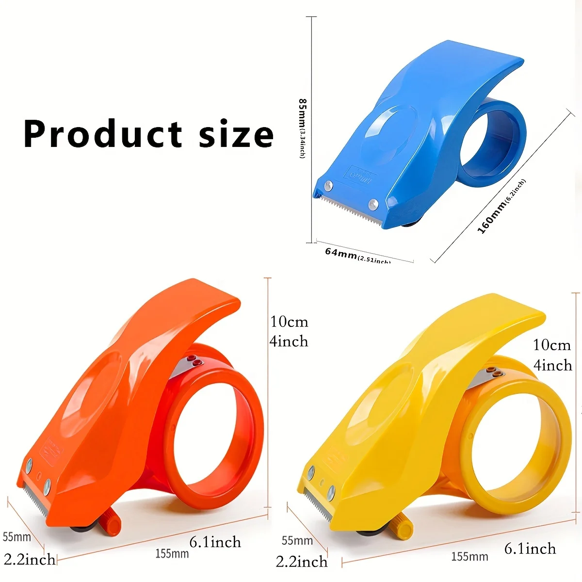 Dispenser per nastro Taglierina in plastica con nastro da traino Porta nastro portatile per cancelleria portatile per avvolgere forniture per ufficio e casa - immagine 5