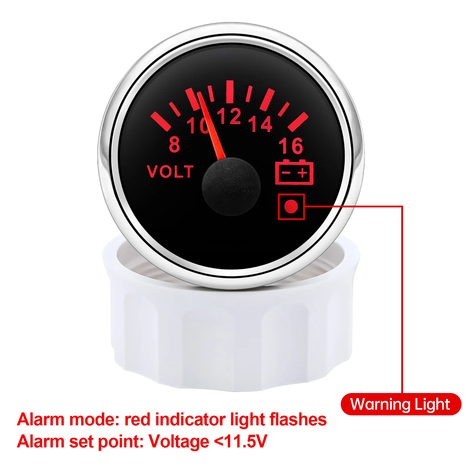 Instrument De Jauge D'horloge Universel 2 Pouces 0-12 Heures Rétro-éclairage Rouge 12V/24V Bateau Cadre Blanc Cadre Noir Sur Noir - Auto