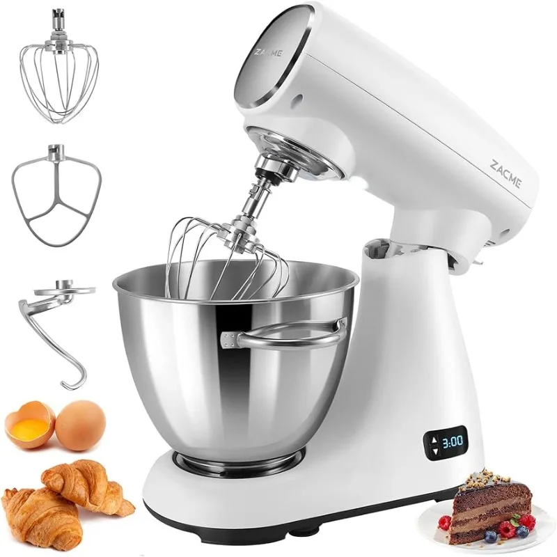 

ZACME Mixers Kitchen Electric Stand Mixer, Aluminum die casting and Gears, 1 Hour Continuous Operation, Dual Cooling System