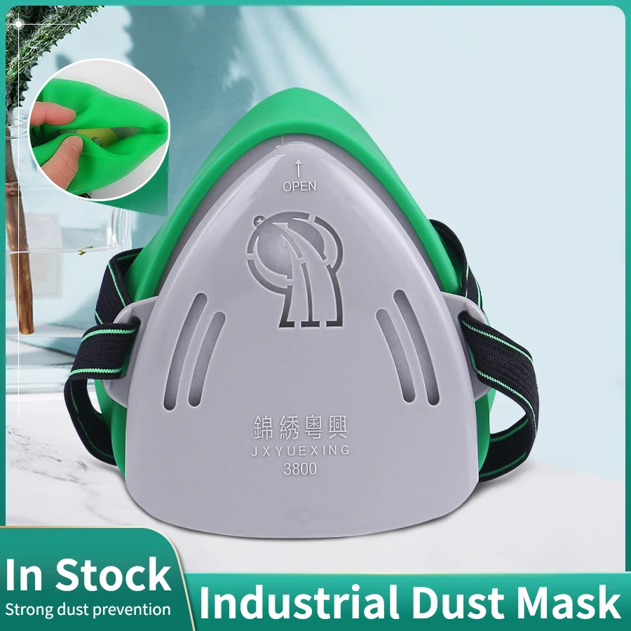Masque Anti-Poussière Chantier 3800 avec Filtre - Lot 1 Set Vert