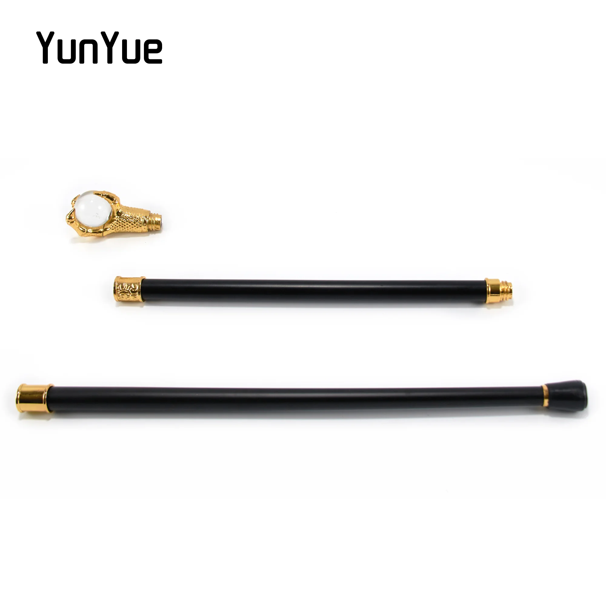 عصا مشي بتصميم مخلب تنين ذهبي مع كرة بيضاء، وهي عص...