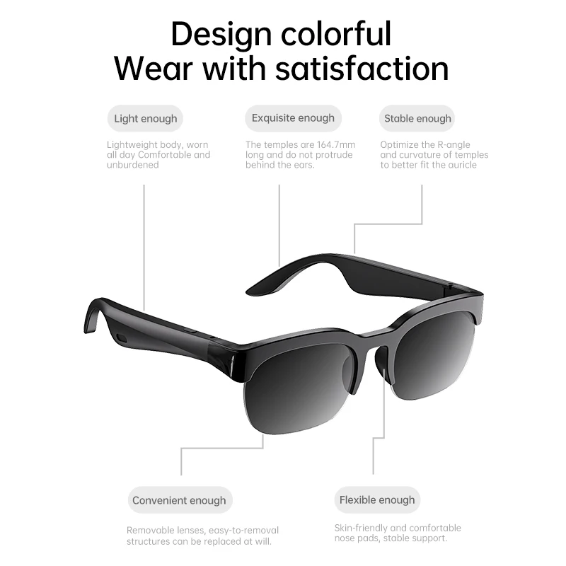 Smart Audio Glasses Language Translator Noise Cancelling Headphones