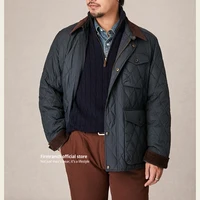 Firmranch Amekaji British Vintage Retro Cotton-padded Rhomboid Quilted Jacket Corduroy Lapel Coat Autumn Winter Blazer Men Women 2