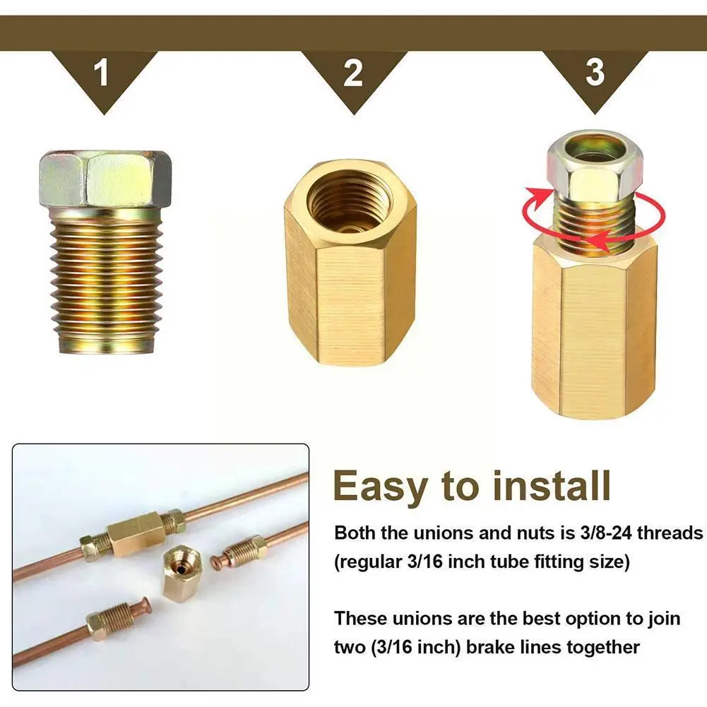 Brake Fittings Brass Inverted Pipeline Accessories Flare Adapter Compression Connector Union Car Fitting Tool