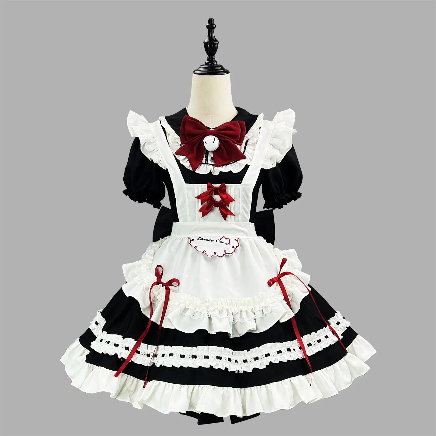 Cosplay Maid Kostüm Black Lolita mit Schürze Kurzarm Kleid Carnival Comic-Con 3