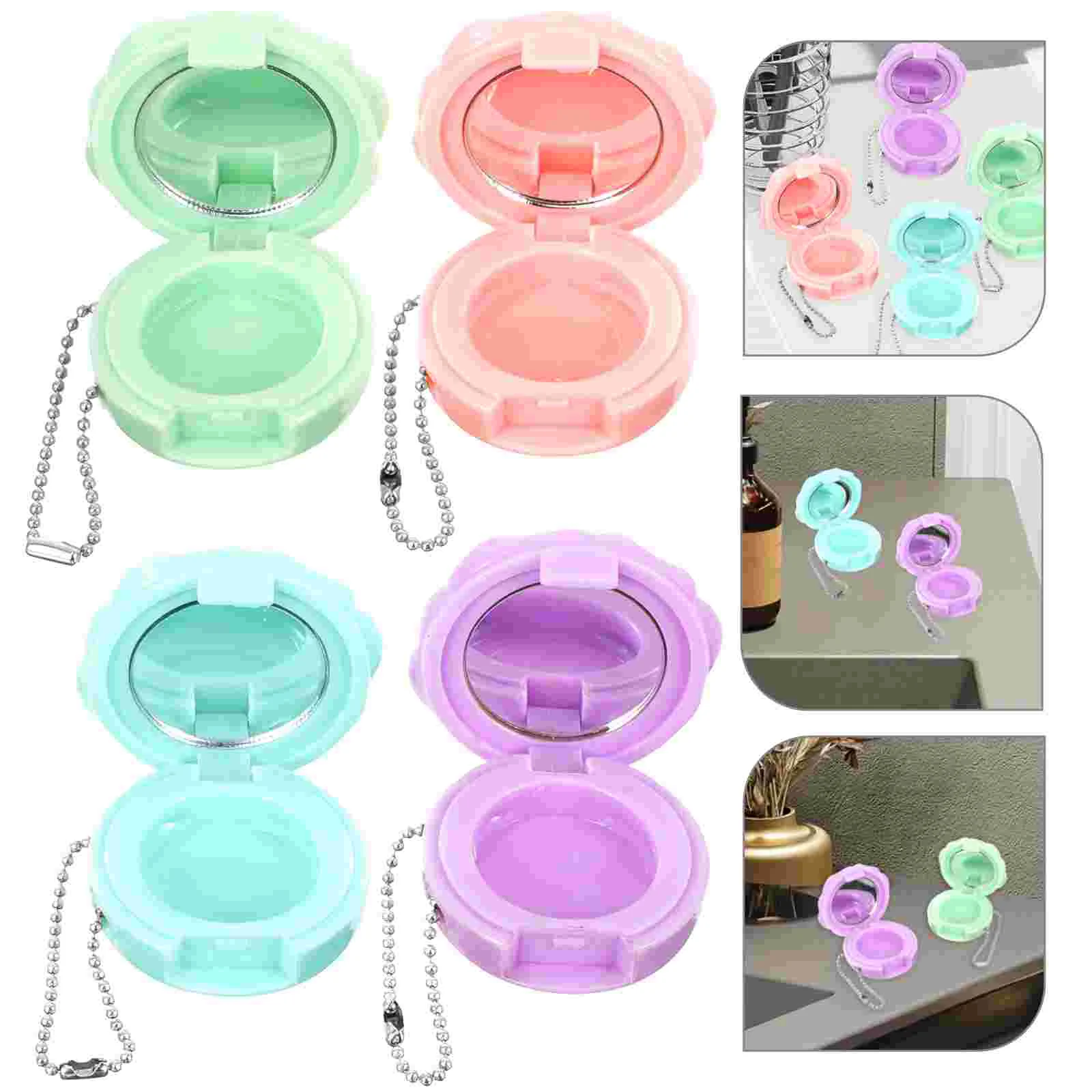 

Round Eye Shadow Box Lipstick Storage Container Empty Makeup Palette Powder Sample Cases Small Jar Travel