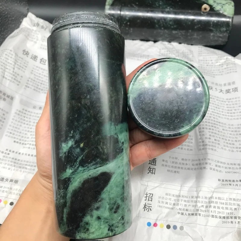 Natural Tibetan Jade Medicine Wang Shi Water Cup Thermos Cup with Magnetic Health Care Tea Cup