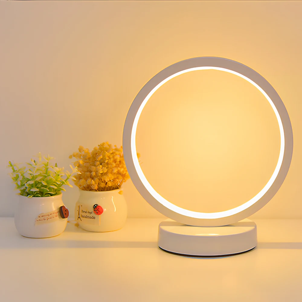 LED Circular Table Lamp Room Desk Light Reading For Restaurant Hotel Bar Bedroom Bedside Coffee Dimmable Decoration Atmosphere