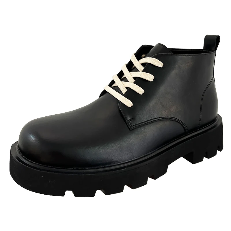 Men Shoes Leather Lace Up Platform Boots For Men Ankle Boots Flats Men's Sneakers Trending Gothic Owens Brand Luxury Men Shoes