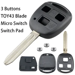 2 - Button Car Remote Key Shell with TOY43 Blade and Micro Switches (3BT TOY43 3 Switch)