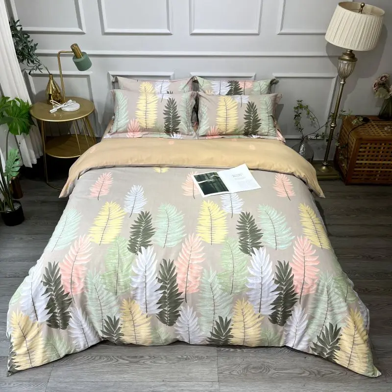 

Simple Style Digital Printing Cotton Sanding Brushed Bedding Set Duvet Cover Linen Fitted Sheet Pillowcases Home Textiles