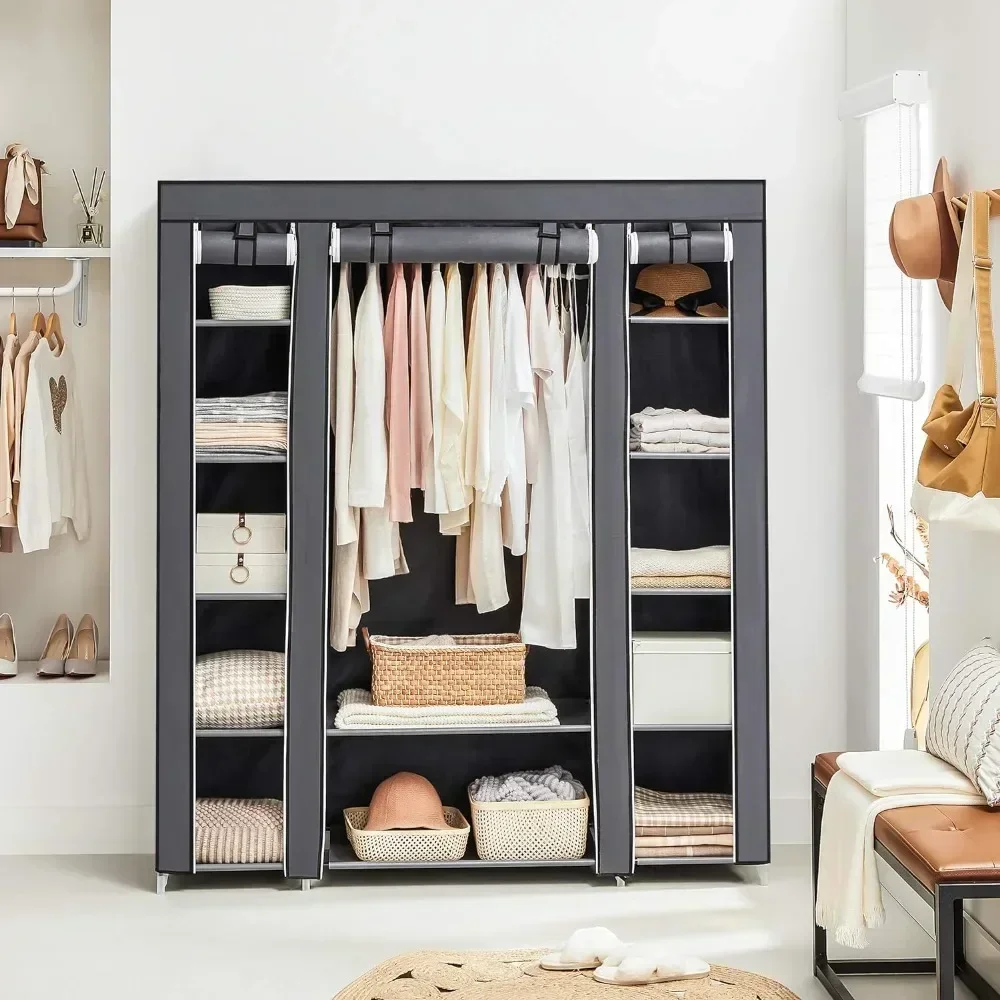 wardrobes-bedroom-portable-closets-non-woven-covered-hangers-laundry-storage-racks-closets