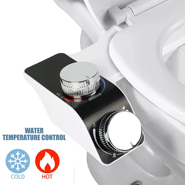 Bidet Toilet Seat ATTACHMENT Non-Electric Self-ทําความสะอาดหัวฉีดคู่ล้างร้อนเย็นน้ํา Lady อุปกรณ์ห้องน้ํา Sprayer 1
