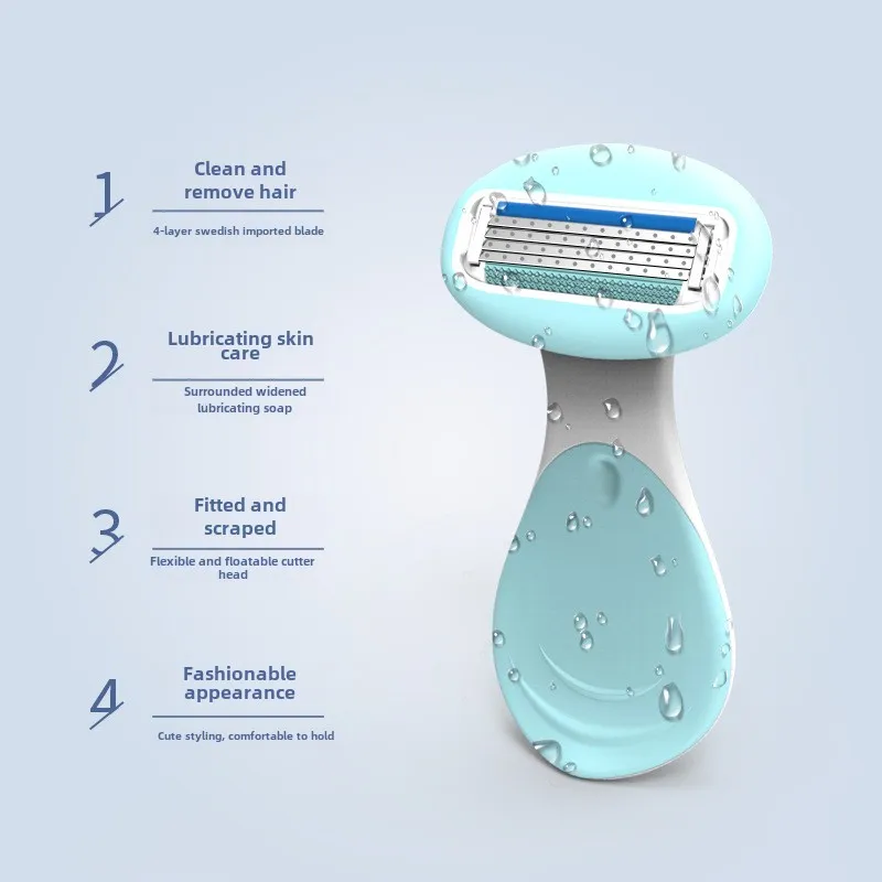 Portable Women's Safety 4-Blades Shaving Razor Female Body Face Bikini Underarm Hair Removal Manual Shaver Tool With Travel Box 6