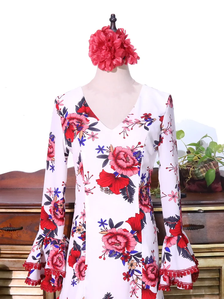 ワンピース FLAMENCO DRESS Vintage Flamenco Dance Dress 2025 Evening Dresses V Neck