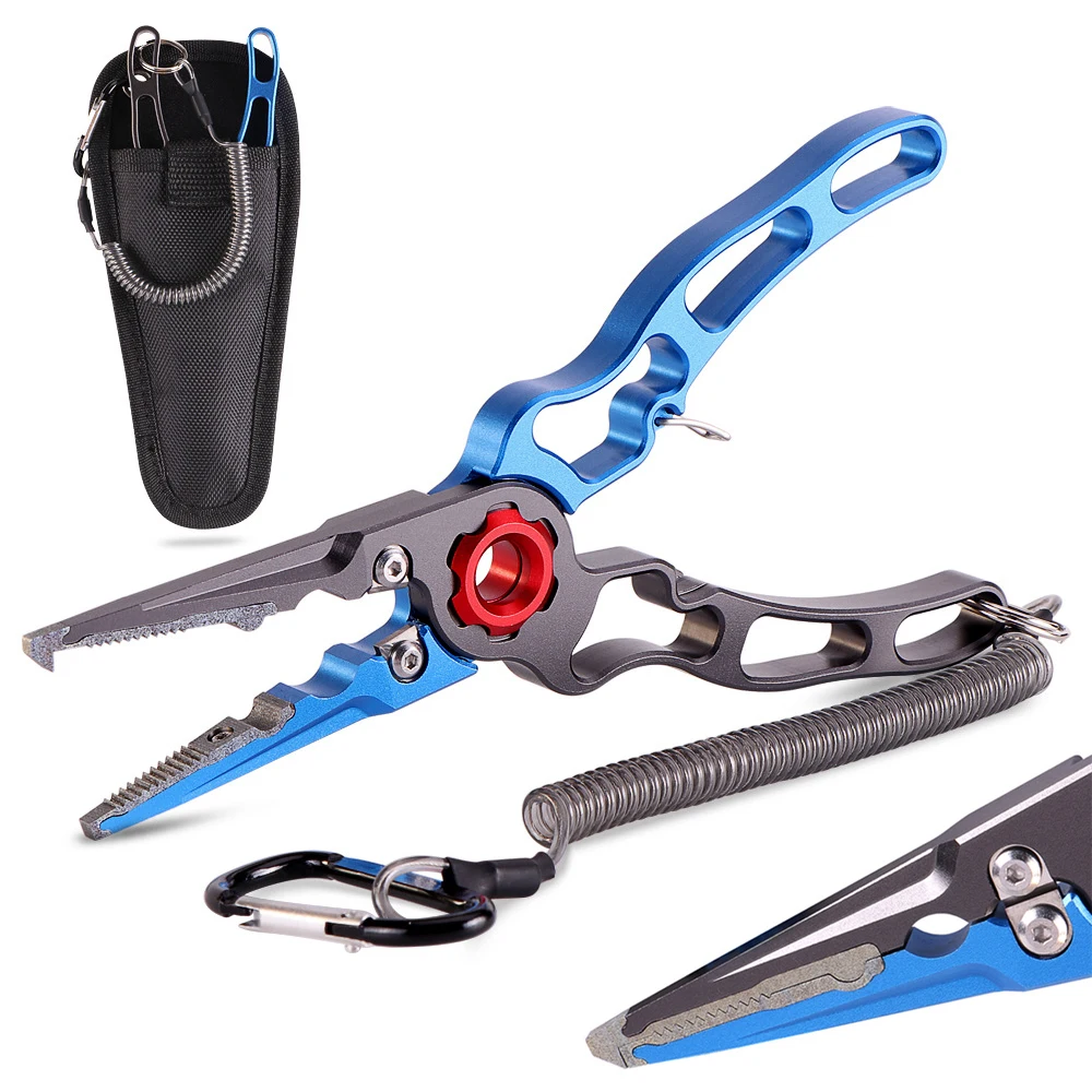 

Fishing Pliers Multifunctional Aluminum Alloy Scissor Unhook Extractor with Anti-lost Rope Portable Fishing Gear Accessories