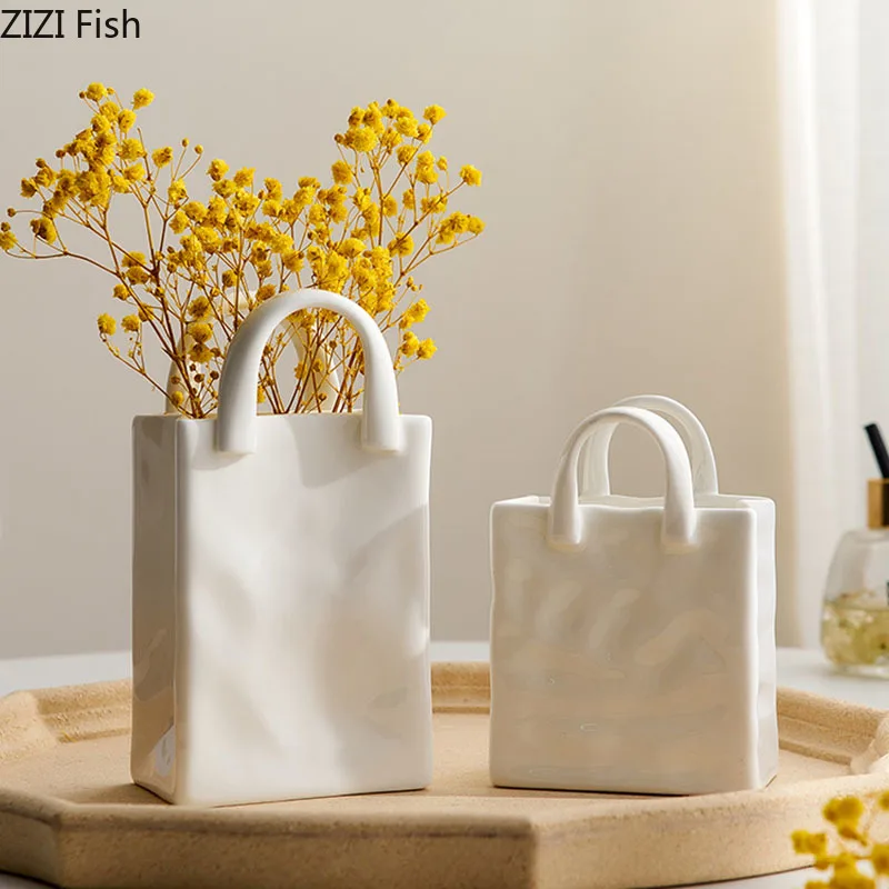 Vaso In Ceramica A Forma Di Borsa Minimalista Vasi Per Piante Creativi Decorazione Per Scrivania Composizione Floreale Decorativa Vasi Floreali Vasi D