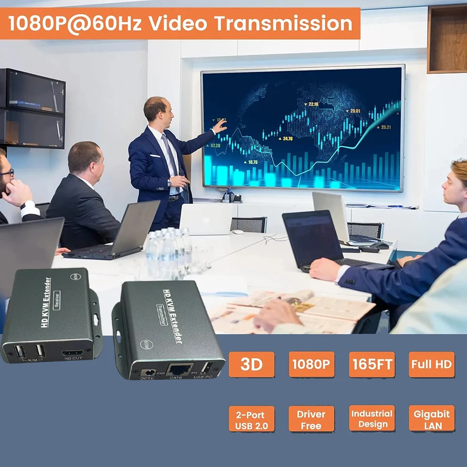 60 м HD KVM удлинитель через Ethernet Cat5e6 POC кабель 1080P HDMI USB удлинитель видео аудио удлинитель сплиттер для USB клавиатуры ПК (art.: 3920c61ebd6da) - 3920c61ebd6da