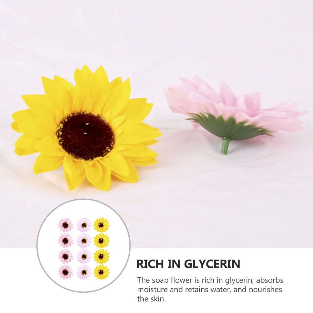 12pcs Soap Flower Gift Beautiful Soap Flower Sunflower Gift Box Flowers Scented Soaps Shower
