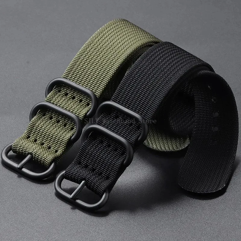 Nylon Braided Watch Bands with 5-Ring Buckle - Woven Canvas Strap Replacement