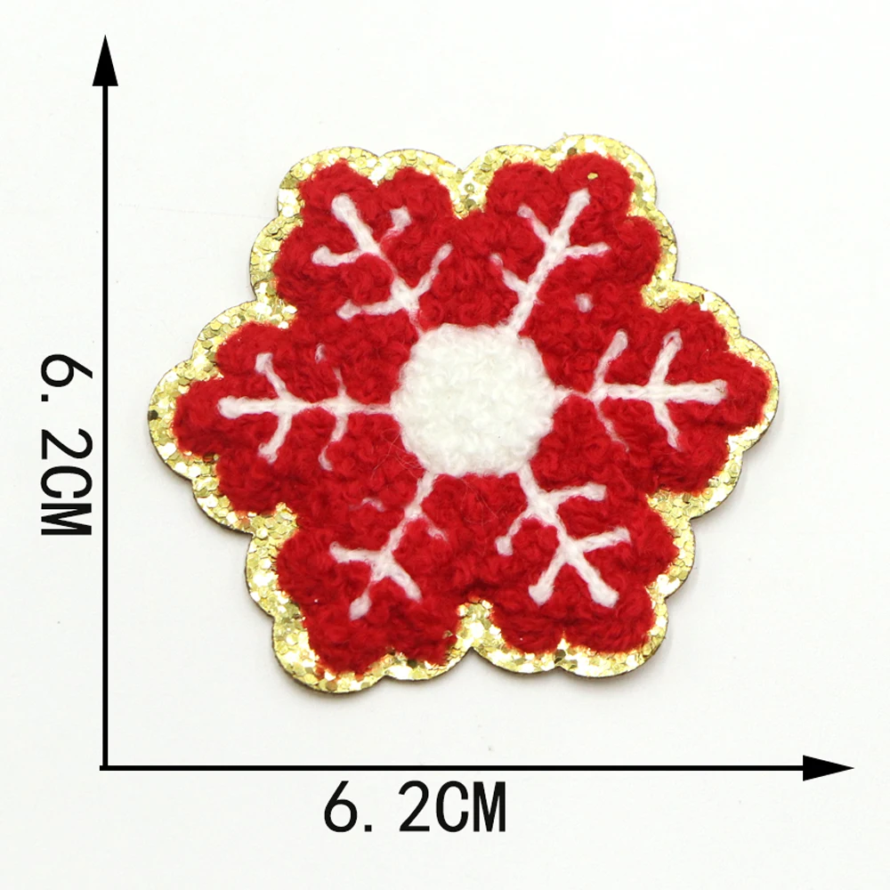 1pc neue Weihnachten Eisen auf Chenille Patches Glitzer Rand DIY Kleidung Applikation für T-Shirt Jeans Hut DIY Handwerk liefert Aufkleber – Detail 9