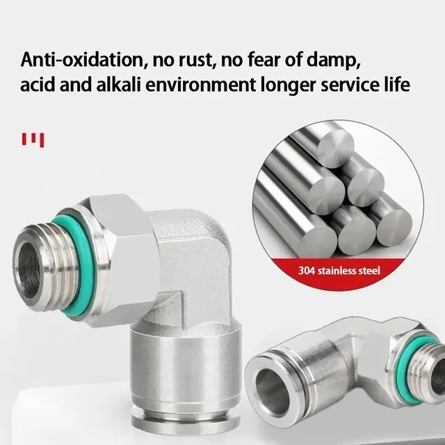 10Pcs 304 Stainless Steel Pneumatic Hose Fitting PL Air Tube Connector 1/8 1/4 3/8 1/2 Quick Release Pipe Fittings 4mm 6mm 8mm 2