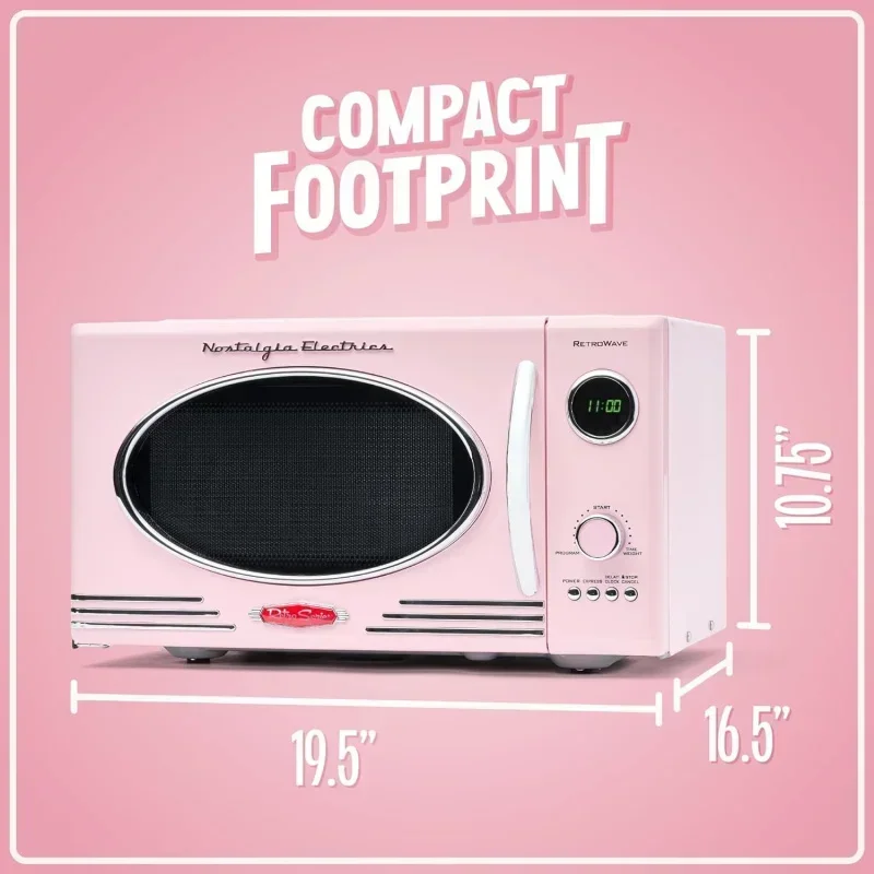 QWNostalgia Retro Countertop Microwave Oven - Large 800-Watt - 0.9 cu ft - 12 Pre-Programmed Cooking Settings - Digital Clock 5