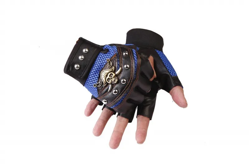 Skulls Rivet PU Leather Fingerless Gloves Men Women Fashion Hip Hop Women's Gym Punk Gloves Half Finger Men's Fingerless Gym Gloves Half Finger Gloves Fingerless Gloves Leather Gloves Sports Gloves Gym Gloves Male Gloves
