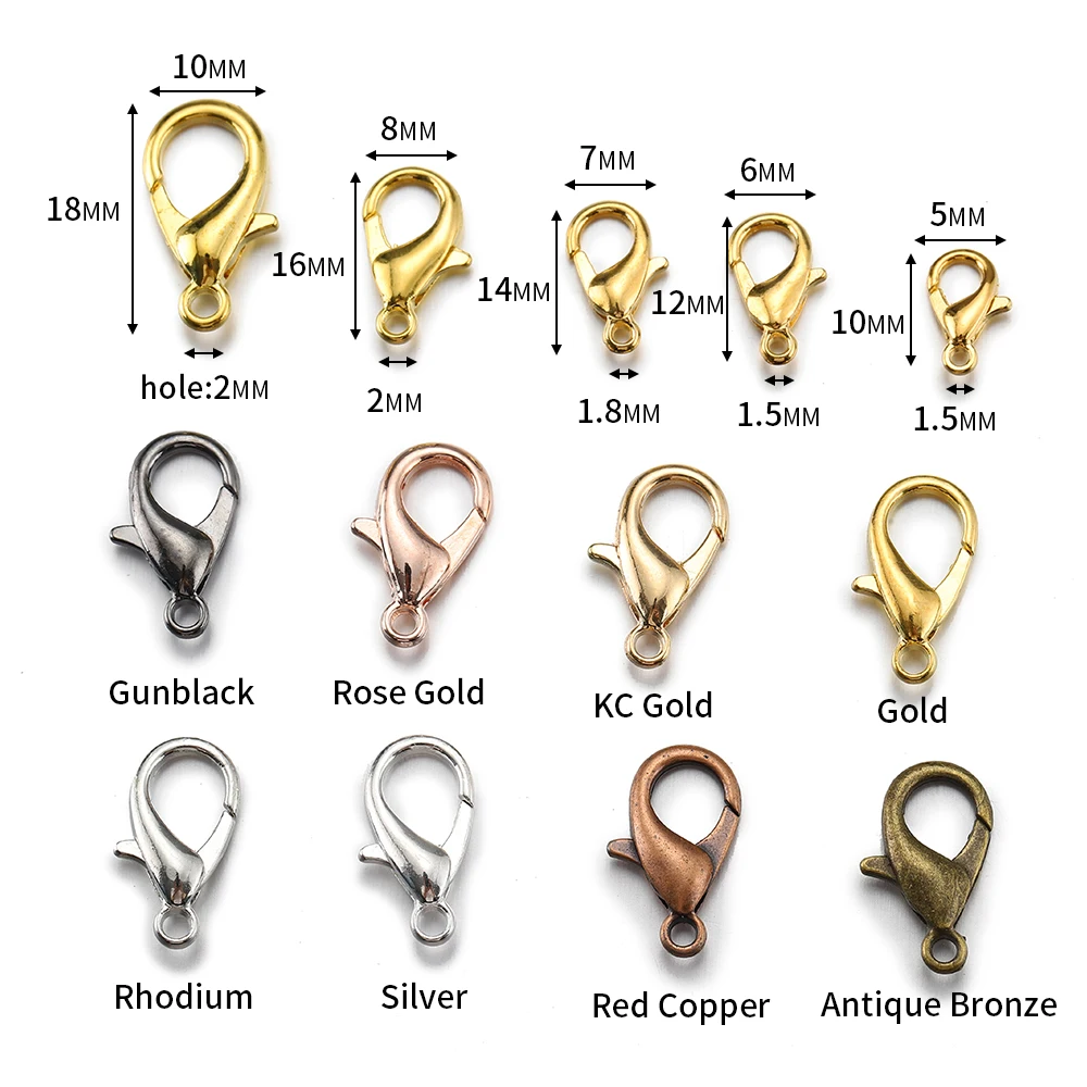 アクセサリー Marbar 100pcs 10-18mm Carabiner Clasps for Jewelry Making Components DIY