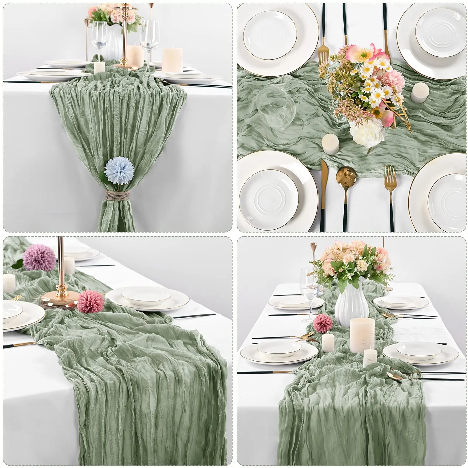 Gauze Table Runner Dinning Table Decoration 90*300CM Rustic Country Boho  Beach Wedding Party Table Decor Christmas Table Runners