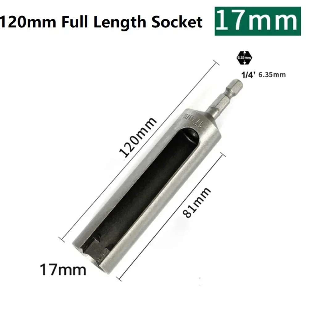 Hex Nut Driver Socket Slotted Quick Change Hex Shank Slotted Drill Bit Socket Wrench Tool 8-19mm Long Deep Open 120mm 120mm