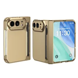 Leather Phone Case with Hinge Protection & Built - in Screen Protector - iPhone DUO (Gold)