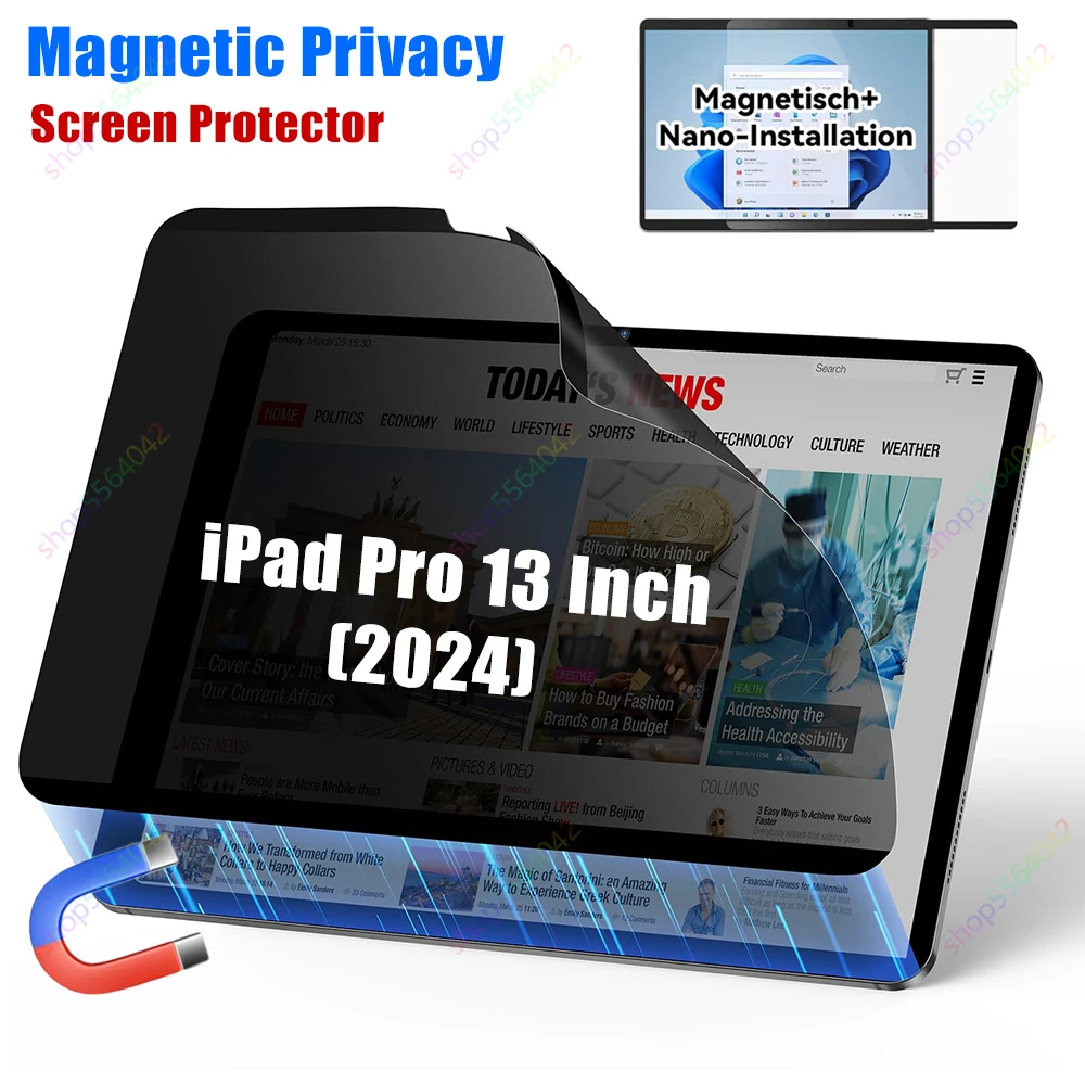 ESR iPad Pro 13インチ M4（2024）用 覗き見防止マグネットスクリーン保護フィルム Magnetic Privacy Screen  Protector iPad Pro 13 M4 - 1 pack ESR526 For iPad Pro 13Inch M4 2024  Removable Magnetic Privacy Screen Protector Anti Glare Filter