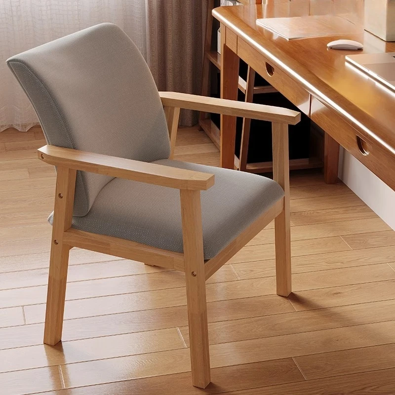 Sedia da pranzo in legno massello per soggiorno, sedia domestica con braccioli e schienale, sedia da ufficio con seduta morbida, sedia da caffè - immagine 4