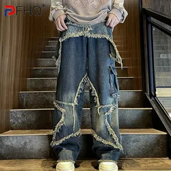 PFHQ Heavy Industry High Street Jeans Men's Autumn Original Motorcycle Fashion Straight Denim Creativity Wide Leg Pants 21Z2766