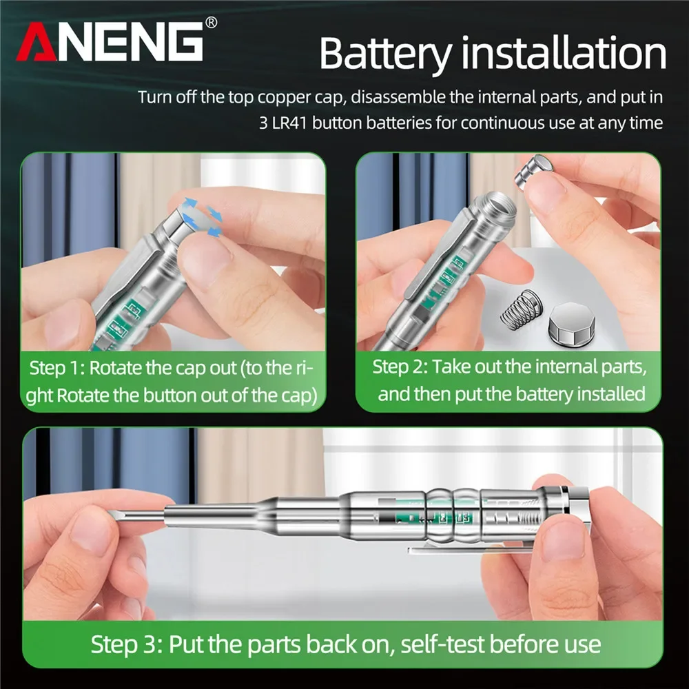 전기 드라이버 테스터 펜 B14 범용 24-250V 전압 유도 프로브(표시등 포함) 소리 및 빛 경보 테스터