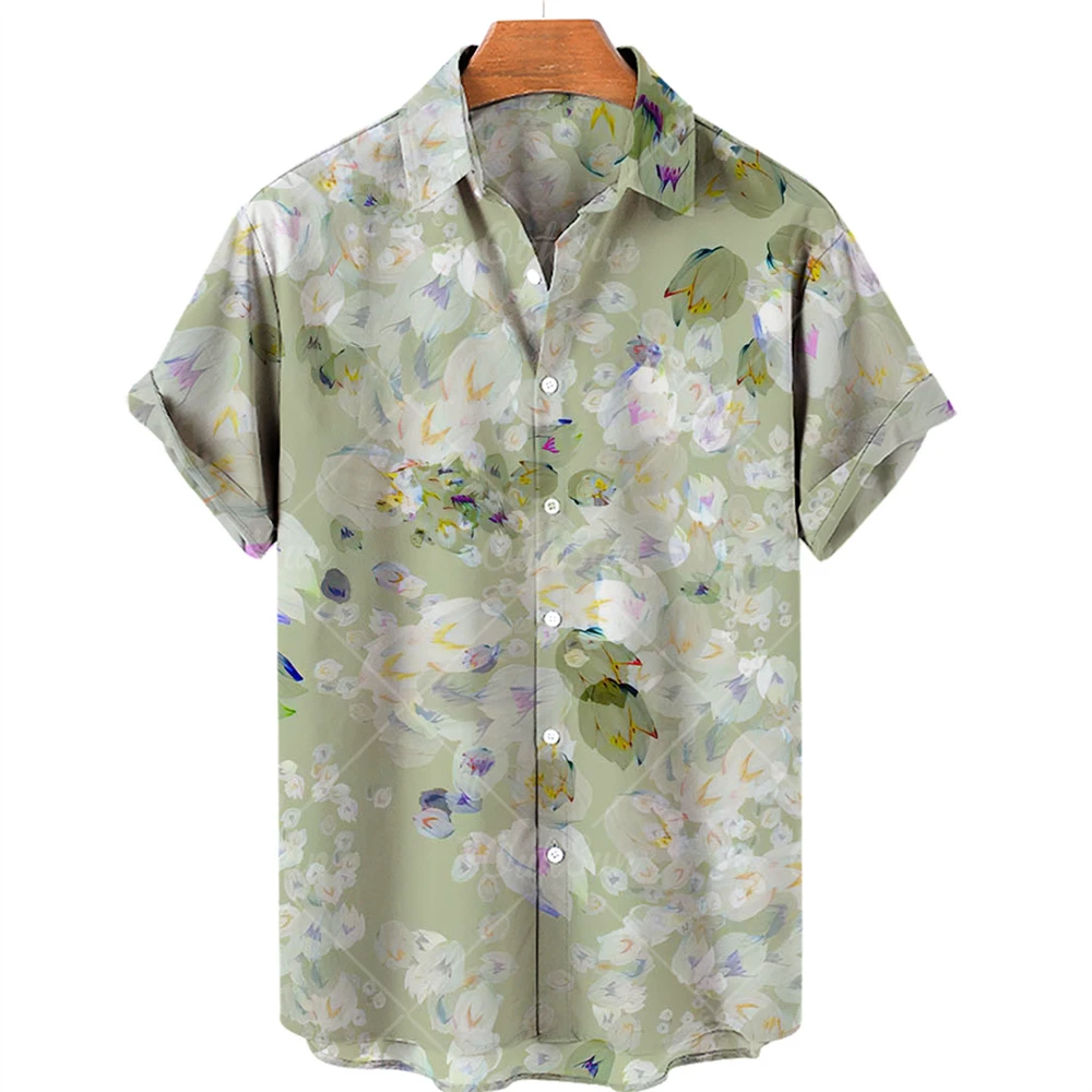 Oversized Shirt Hawaiian Beach Holiday Flower Painting Pattern Summer Casual Man Top Breathable Mens Design Clothing New 2