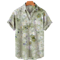 Oversized Shirt Hawaiian Beach Holiday Flower Painting Pattern Summer Casual Man Top Breathable Mens Design Clothing New 2