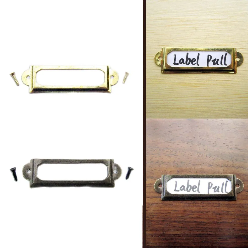 Antique Brass Golden Metal Label Pull Frame Handle File Name Card Holder For Furniture Cabinet Drawer Box Case Bin 12Pcs 17*60mm furniture handles,kitchen door handles