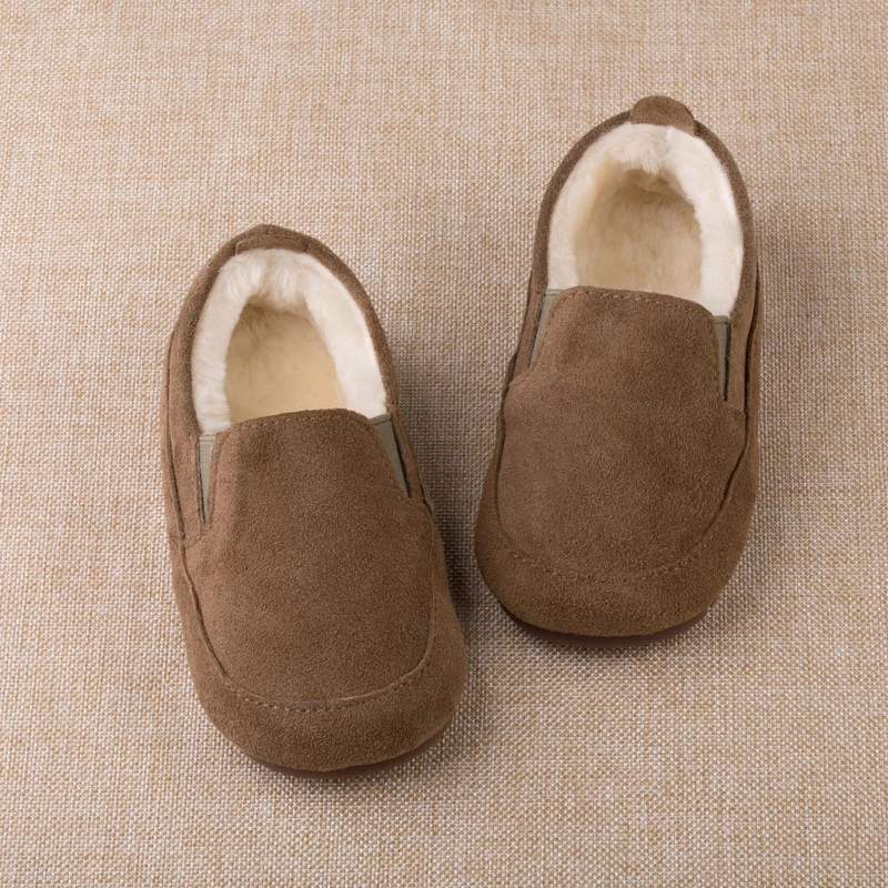 Suede Leather Kids Loafers Winter Shoes