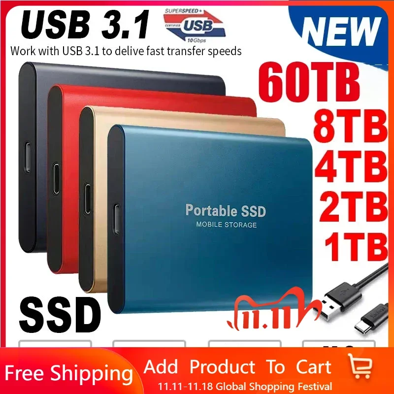 External Hard Drive 1TB 2TB Portable Mobile Solid State Drive External Mini Hard Disk for Laptop/MAC/Desktop external hard drive