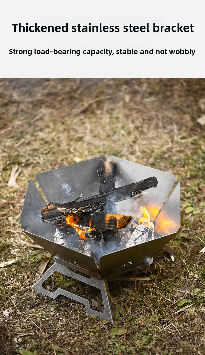 Camping Brazier Klapp Lagerfeuer Herd Tragbare Brennholz Brenner Lagerfeuer Ofen Outdoor Feuer Holz Herd Winter Heizung Ausrüstung – Detail 3