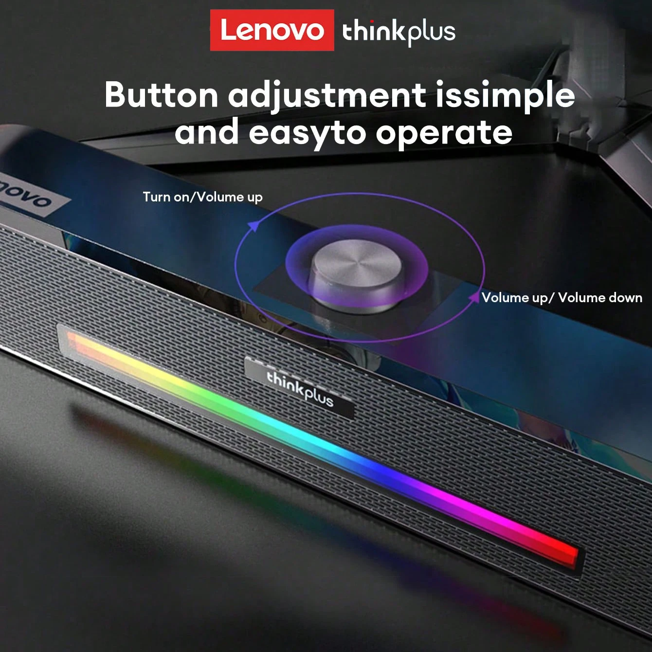 Lenovo TS33 Speaker 360 Home Movie Surround Sound Bar Audio Wired and Bluetooth 5.0 For Desk Computer Subwoofer