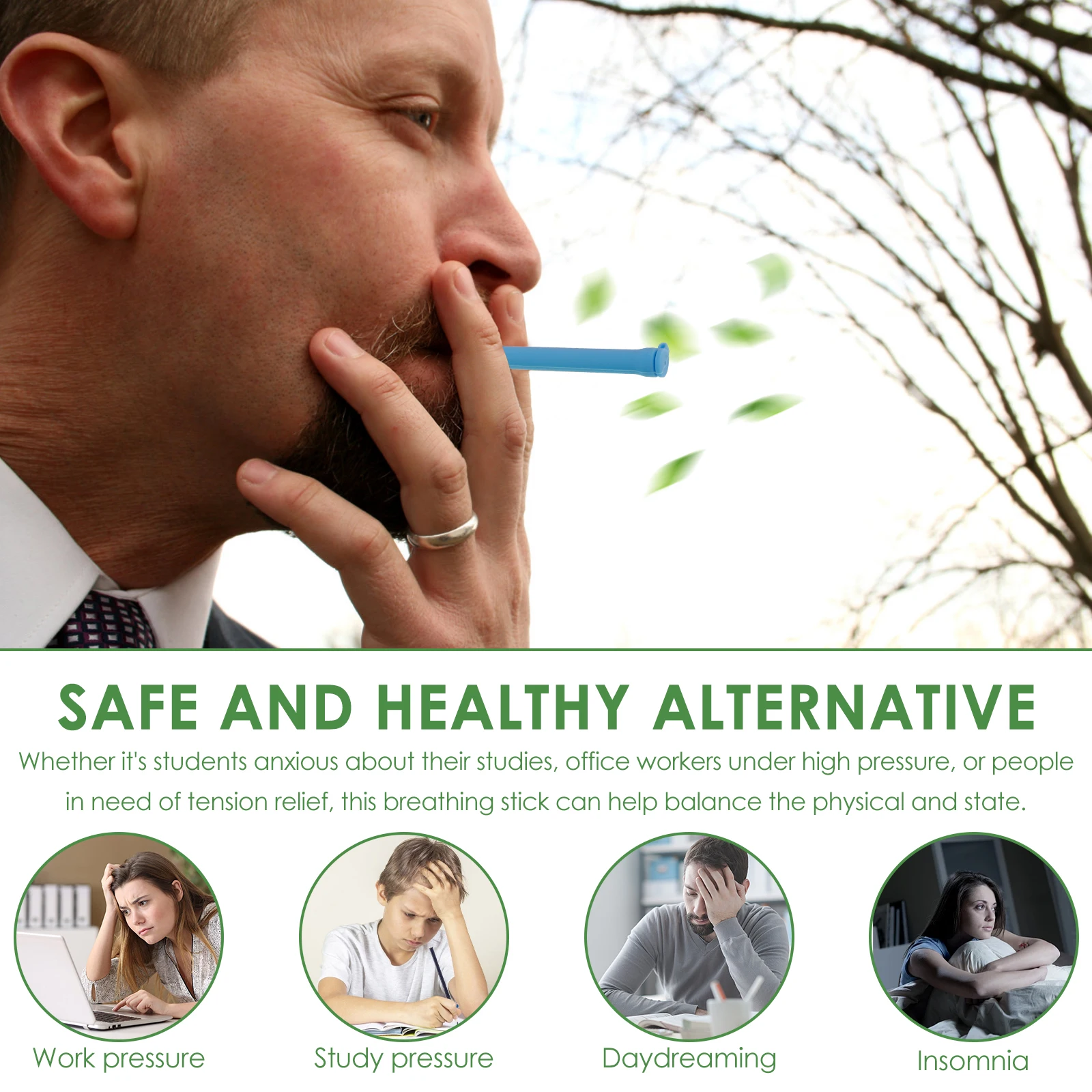 3Pcs/Set Chewable Essential Oil Breath Stick Silicone Chewable Aroma Stick Safe Portable Chewable Stick for Office Worker Adult