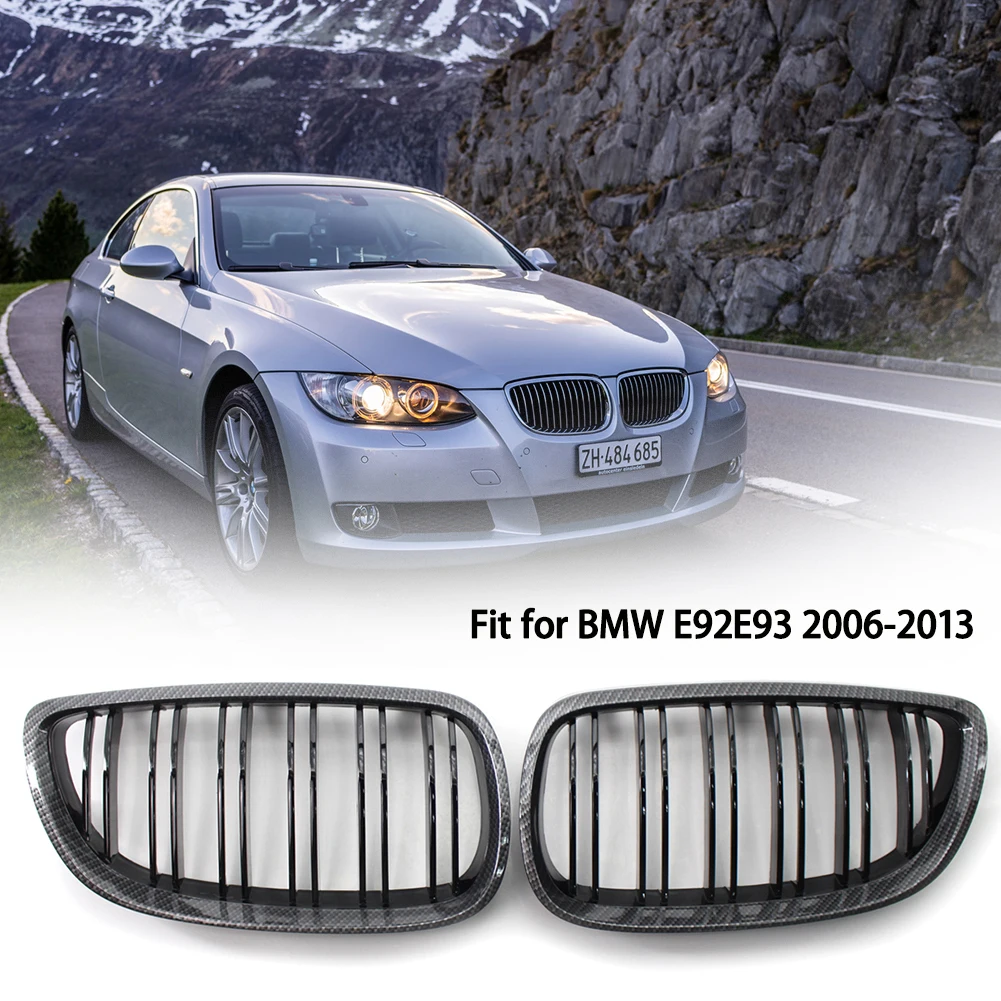 Carbon Fiber Car Slat Front Kidney Mesh Grille Styling Bumper Grill For