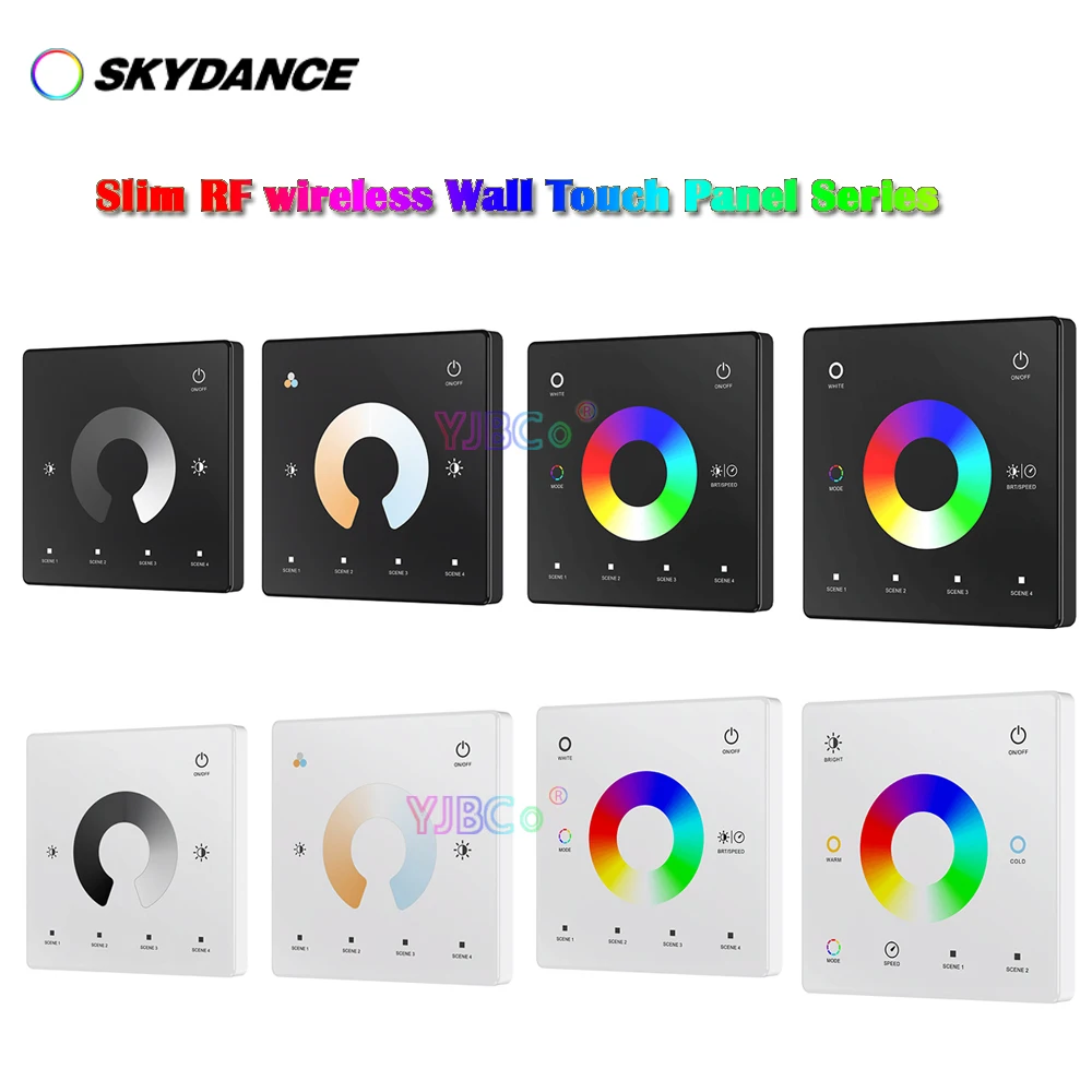 Wall Mounted Single Color/Dual color/RGB RGBW/RGBCCT LED Strip 86 Type Touch Panel 2.4G RF Remote dimming CCT Dimmer Switch 3VDC wall mounted 86 type rgb touch panel glass single color rgbw rgbcct led strip controller cct remote 3vdc 4 zone dimmer switch